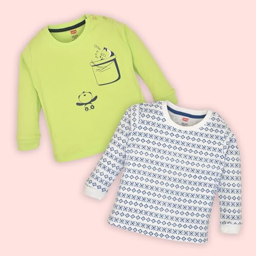 Image of LuvLap Baby Boys Regular Fit 100% Cotton Full Sleeve Boys T-Shirt, Pack of 4