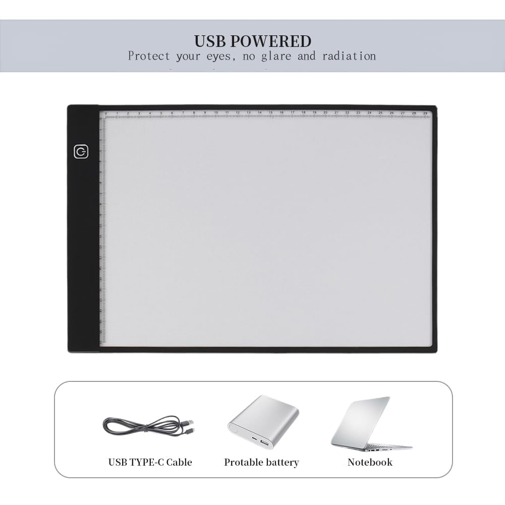 Tavoletta Luminosa Tavolo da disegno A4 LED Light Pad per disegnare A4 Tracing Light Box per gli artisti, disegnare, disegnare, animazione