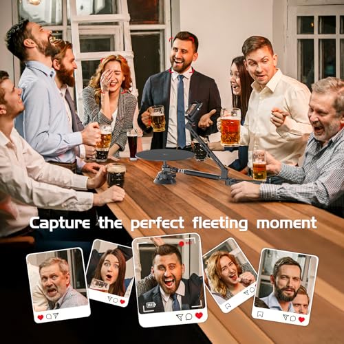 Image of 360 Camera Spinner, Photography Turntable Photo Booth with 43.3in Extension Poles Multiple Interfaces 360 Rotating Shots Dolly Wheel Spinning Camera Slider for Unboxing /Footage /Food Shoot /Jewelry