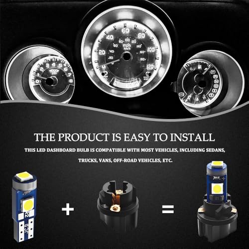 20 luces LED T5 para tablero de auto blanco miniatura 7