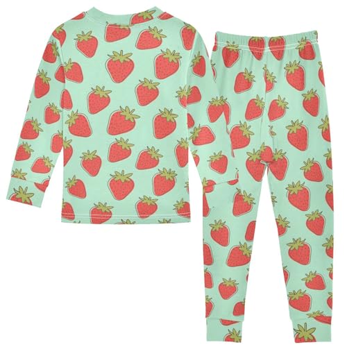 ALAZA Strawberry Fruit Lovely 2 Piece Pajama Set Long Sleeve Top and Pants Sleepwear Unisex2