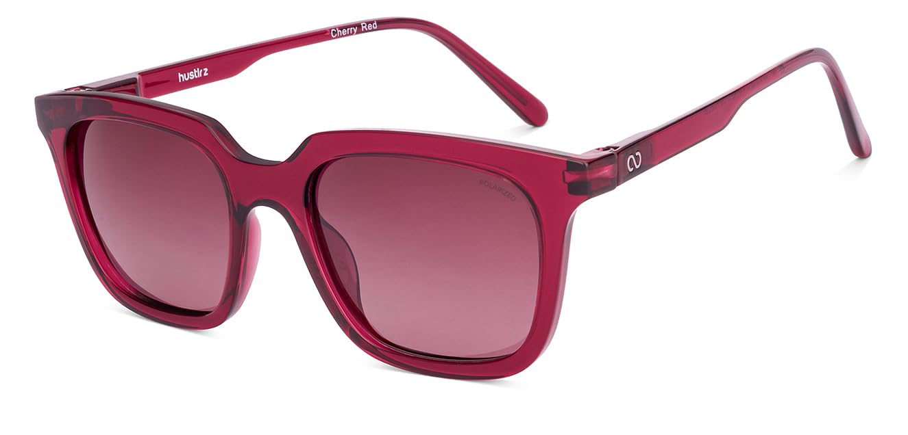 hustlr Lenskart | Polarized and 100% UV Protected | Red - Pink Gradient Full Rim Square Stylish Sunglasses | Men & Women | Medium | VC S19274-picture-17