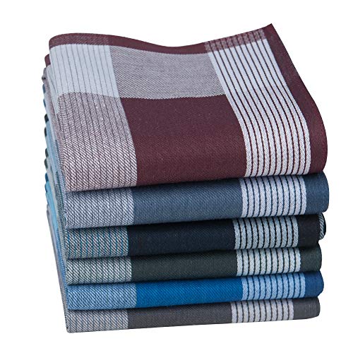 HOULIFE Herren Dick Taschentücher aus Reiner Gekämmte Baumwolle 43x43cm 6 Farben für Alltagsgebrauch 6/12 Stücke Cover