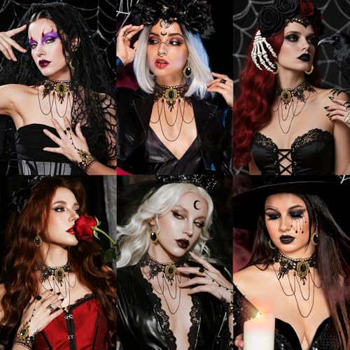 Hisatan Halloween Gothic Vampire Choker Necklace Jewelry Set for Women - image 3
