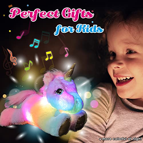 Cuteoy Musical Plush Unicorn Stuffed Light Up Led Animal Night Toys Lights Singing Glow In The Dark Lullabies Birthday Gifts For Kids Sing Songs, 13'' #TOP2
