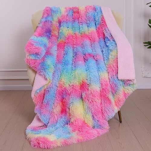 KANKAEU Kuscheldecke Flauschig 160x200cm, Super Warme Decke, Weich & Komfort Regenbogen Decke,...