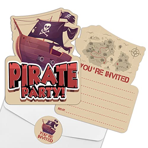 Carte invitation anniversaire pirate lot de 15 faire-part originaux pour enfants