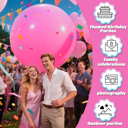 Image of Pink Balloons 9pcs 36 Inch Extra Large Big Jumbo Giant Matte Pink Balloons for Baby Shower Valentine's Day Princess Bridal Shower Bachelorette Birthday Party Decorations