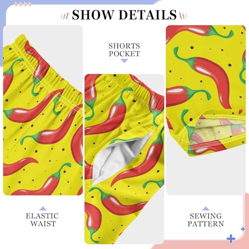 Chilli Pepper Boys Long Pants Soft Trousers Elastic Waist Kids Lounge Bottoms with Pockets S-XL4