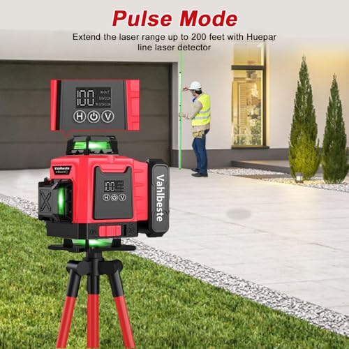 Vahlbeste Kreuzlinienlaser mit Stativ, Laser Wasserwaage mit 2x4800mAh Batterien & LED-Anzeige, 4x360 Grad Laser Level, 4D 16 Linienlaser Selbstnivellierend/APP/Fernbedienung/IP54 Wasser- & Staubdicht