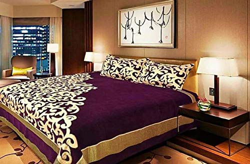 Image of Fresh from Loom Cotton Bedsheet, Chenille 500 TC Fabric, Abstract Pattern, 2 Pillow Covers Bedsheet Set, Premium Feel Bedding for Bedroom Home, Skin Frie 90x100 Inches | Trangle Purple | Chenille