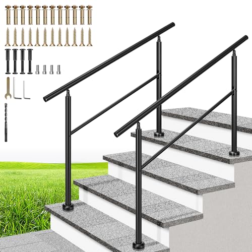 VIVOHOME 2-Pack Hand Rails for Outdoor Steps, Galvanized Steel Railing,