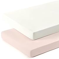 Vista 12 de Juego de 2 sábanas ajustadas de punto de jersey elástico ultra suave, se adapta a sábanas portátiles/mini cunas, almohadillas de colchón
