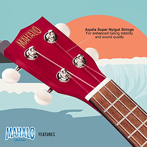 Mahalo Kahiko Ukulélé Soprano avec Housse Rouge Satin - Les Beatles, Paul McCartney, John Lennon, RIngo Starr, George Harrison Mahalo Kahiko Ukulélé Soprano avec Housse Rouge Satin – Image 6