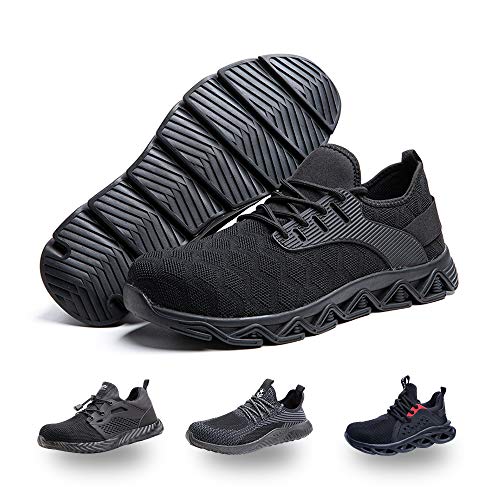 Zapatos de Seguridad Hombre Mujer Trabajo Ligeras Calzado de Seguridad Deportivo Comodo con Punta de Acero C Negro 43 EU