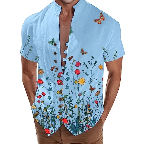 Chemise hawaïenne homme rouge coton polo été court vêtement plage