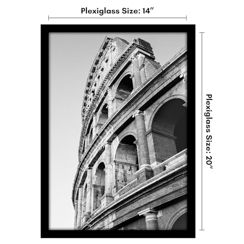 Americanflat 14x20 Picture Frame with Polished Plexiglass - Black Picture Frame - Wide Photo Frames Made of Engineered Wood for Vertical or Horizontal Wall Display - Epic Collection - Black