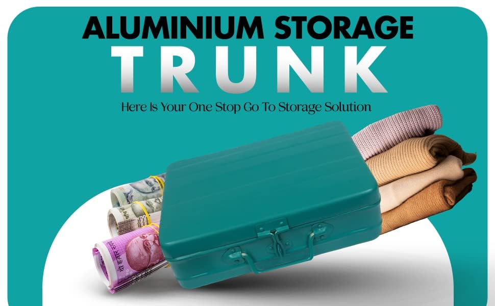 Image of JAYCO Aluminum Storage Box /Treasure Chest /Currency Money Box - 12 inch Medium Size (30 cm x 21 cm x 10 cm, Green)