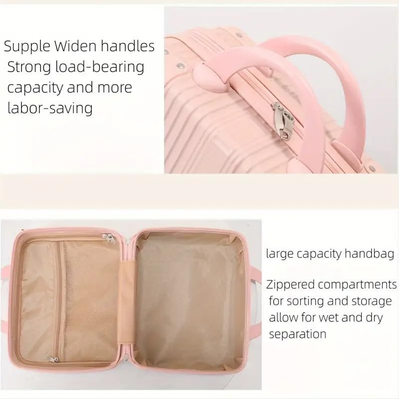 Image of Makeup Case Suitcase, Mini Bag, Mini Hard Shell Travel Luggage, Women Portable Water Proof Carrying Suitcase, Organizer Bag, Small Hard Shell Cosmetic Lugge Bag, Water Proof (B-Skin)