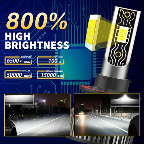 Image of Driving Light Bulbs Set Fit for Ford F-250 F-350 F-450 Super Duty 2005-2022, High Beam Low Beam Fog Light Bulb Combo, Direct Installation, 800% Brightness 6500K White Light, IP68 Pack of 6