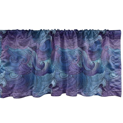 Ambesonne Abstract Window Valance, Ocean Inspired Graphic Paisley Swirled Hand Drawn Art Print, Curtain Valance for Kitchen Bedroom Decor with Rod Pocket, 54" X 18", Purple Blue - Image 2