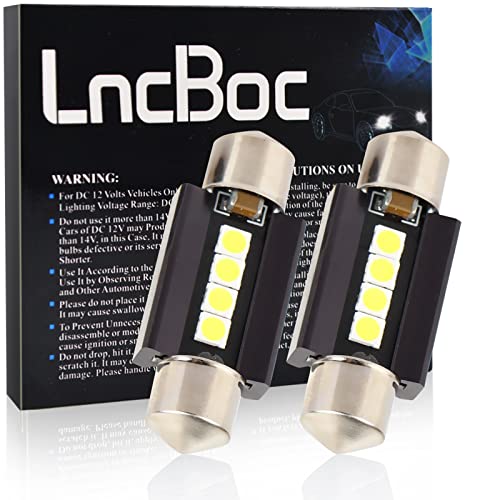 LncBoc 36mm C5W LED Feston 4SMD-3030 LED Blanca Luz Interior de Coche Festón Lámpara Blanco C5W luz de la placa del adorno de la boveda del bulbo Auto Dome Bombilla 2 Paquetes Cover