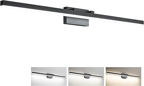 PRESDE 131.102-48.031 in-bK-3C Lámpara de tocador de baño regulable 3 colores cambiables 48 pulgadas moderna lámpara LED negra para baño sobre
