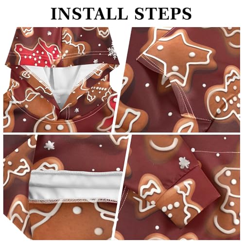 Kids Hoodies Sweaters Christmas Gingerbread Man Hooded Sweatshirts with Big Pockets for Boys Girls B04004123