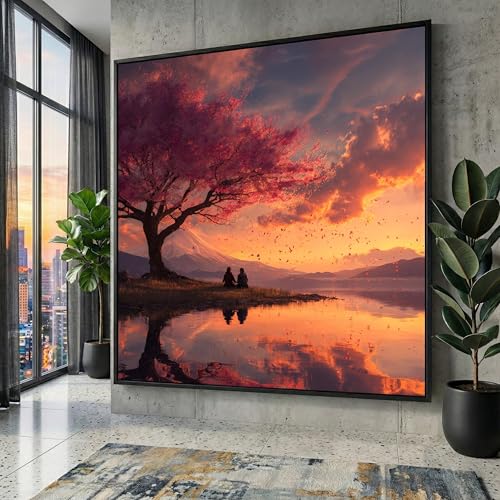 Toile esthétique coucher de soleil XINBAO 65x65cm avec cadre