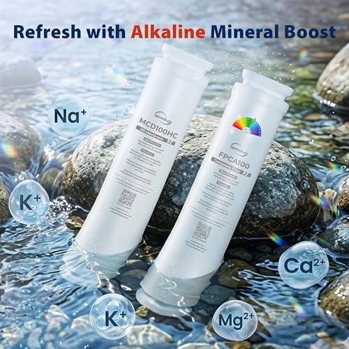 Image of iSpring RCD100HCW Alkaline Hot & Cold Countertop Reverse Osmosis System, White, Remineralization RO Water Filter Dispenser, 9 Temperature & 6 Dispensing Volume Options, TDS & Filter Life Monitor