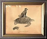 Chocolate Lab Dog Riding Turtle Vintage Collage Semi-Matte Photo Print Tea Stained Background dog art dog gift for dog mom gift for her dog novelty gift wall decor art print