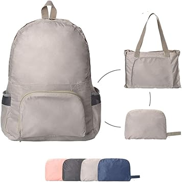beige travel backpack