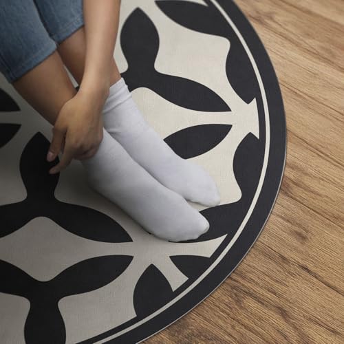 Tapis vinyle ø150 cm rond PVC durable résistant à la rayure de sol