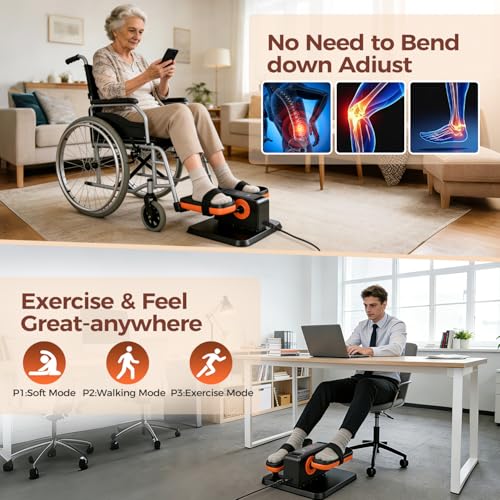 Image of ESL Under Desk Elliptical, Electric Elliptical Leg Exerciser for Seniors | 12 Speed Adjustable, Quiet Elliptical Exercise Machine with Remote, Seated Pedal Exerciser with Strap, Portable