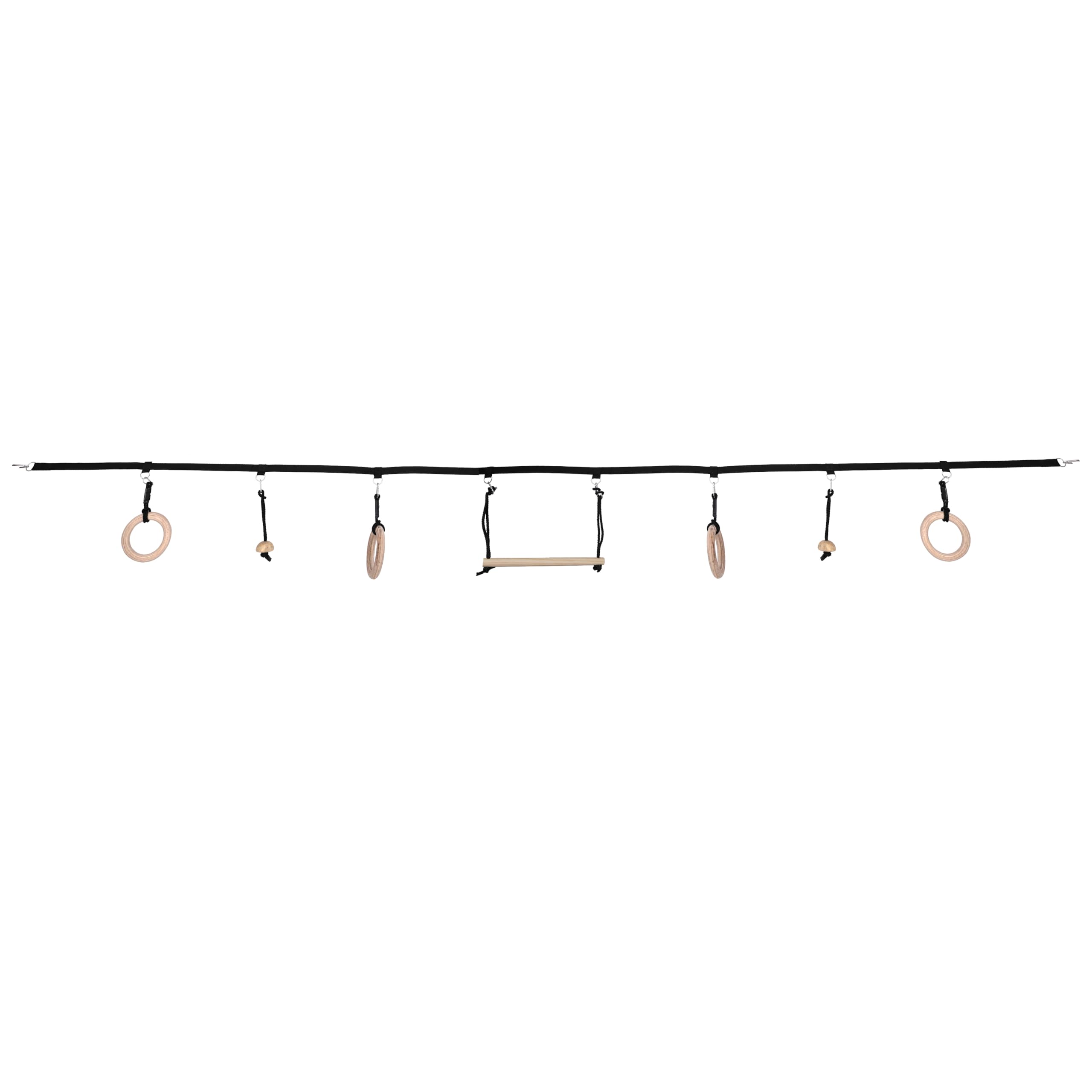 VIXERA Ninja Warrior Obstacle Course for Kids, Slackline Double Exciting Obstacles Cargo, Wooden Gymnastic Ring Monkey Bars Ninja Course for Kids, Physical Exercise Tools, Indoor Outdoor Garden - Image 2 thumbnail