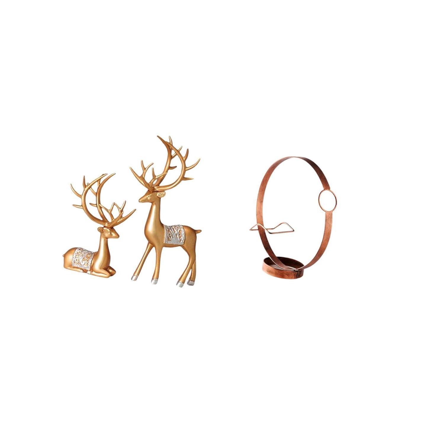 Buy HEAVENGLOW Elegant European Reindeer Sculpture and Iron Wine Bottle ...