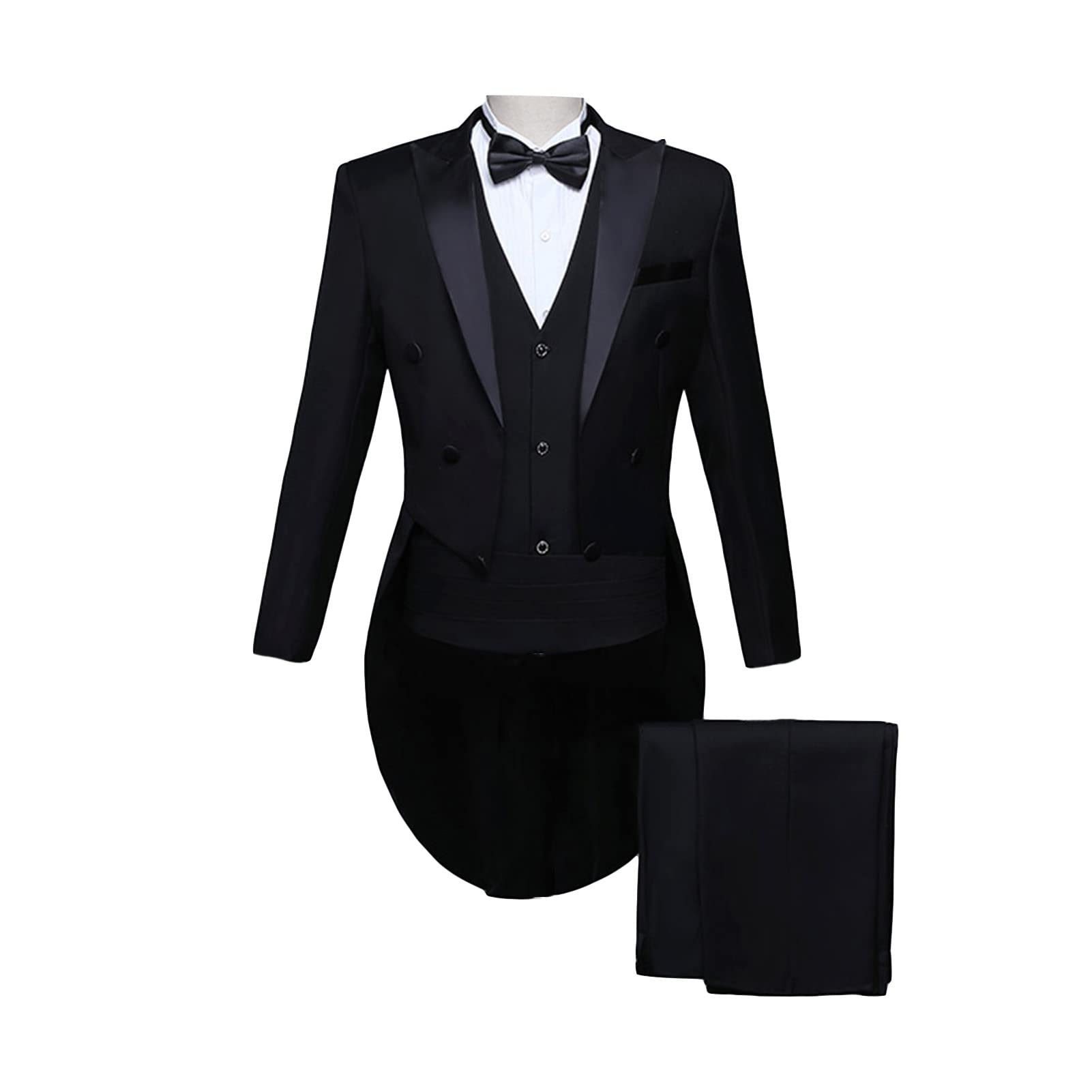 Mens Formal Tuxedo Jacket Set Solid Slim Fit Tailcoat Blazer Sets Swallowtail Dinner Party Wedding Tux Dress Coat (Black 1,3X-Large)