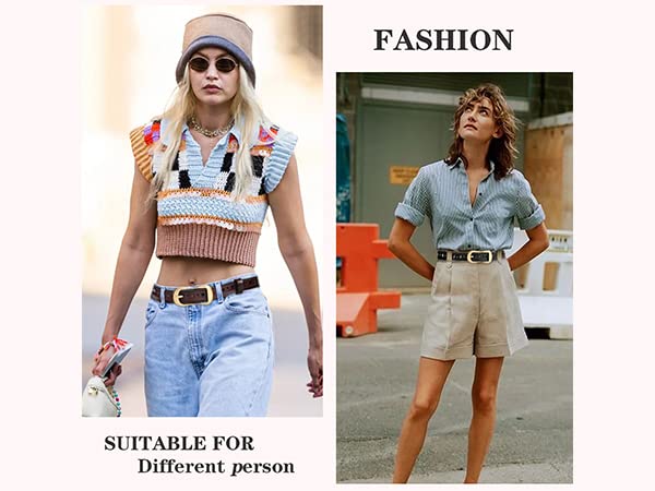 SENDEFN 2 Pack Women Leather Belts Girl Hollow Belt with Pin Buckle Waist Belt for Jeans Pants Dresses3