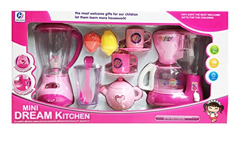 JM Mini Dream Kitchen Appliance Play Toy Set for Kids with Coffee Maker Blender & Tea Pot Accessories