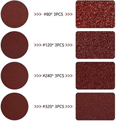 Mini Air Sander, SPTA 25mm/50mm/80mm mini air Grinder Sets, Random Air Orbital Sander Car Polisher Sets, with 36 Mixed Grit Sanding Disc Pads 3 Backing Plate for Sanding and Polishing-ASOSS3SET