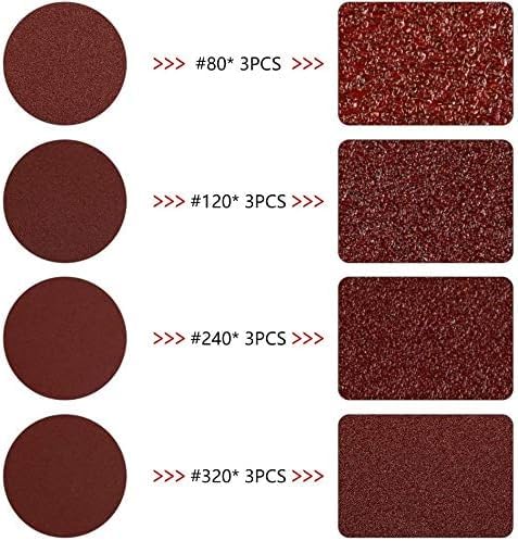 Mini Air Sander, SPTA 25mm/50mm/80mm mini air Grinder Sets, Random Air Orbital Sander Car Polisher Sets, with 36 Mixed Grit Sanding Disc Pads 3 Backing Plate for Sanding and Polishing-ASOSS3SET