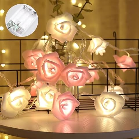 Copbopwn 20 LED Pink Rose Fairy Lights Cover