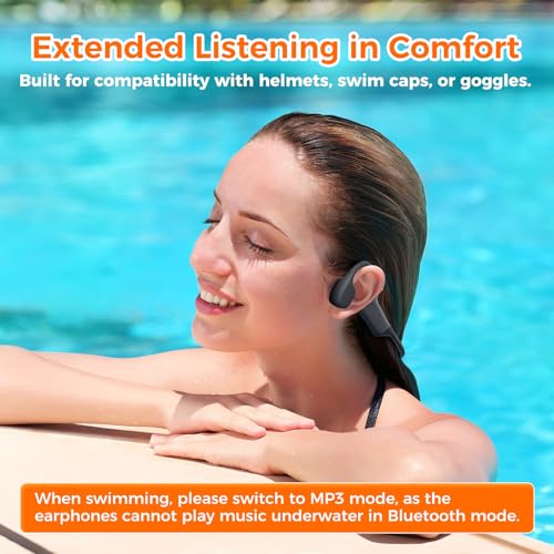 Image of Full-Coverage Liquid Silicone Swimming Headphones,IP68 Waterproof Underwater Headphones, Bluetooth 6.0&MP3 with 32GB Memory Card,Soft /Skin-Comfortable Open Ear Bone Conduction Swim Earbuds