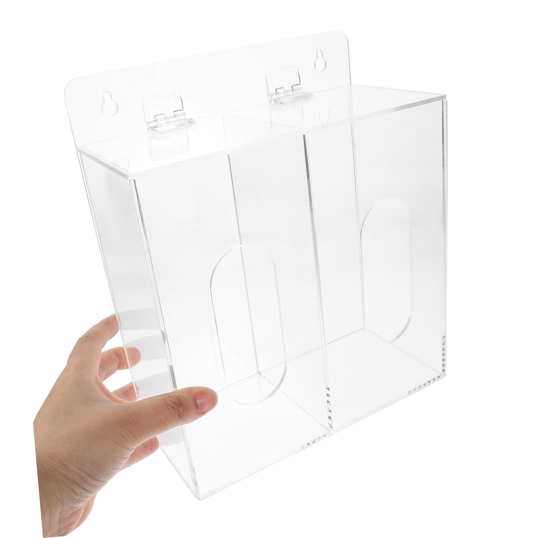 Dispensador para Almacenamiento Multifuncional con Dos Compartimentos de Acrílico de Guantes y Diseño Ahorrador de Espacio Montado en Pared para Laboratorios