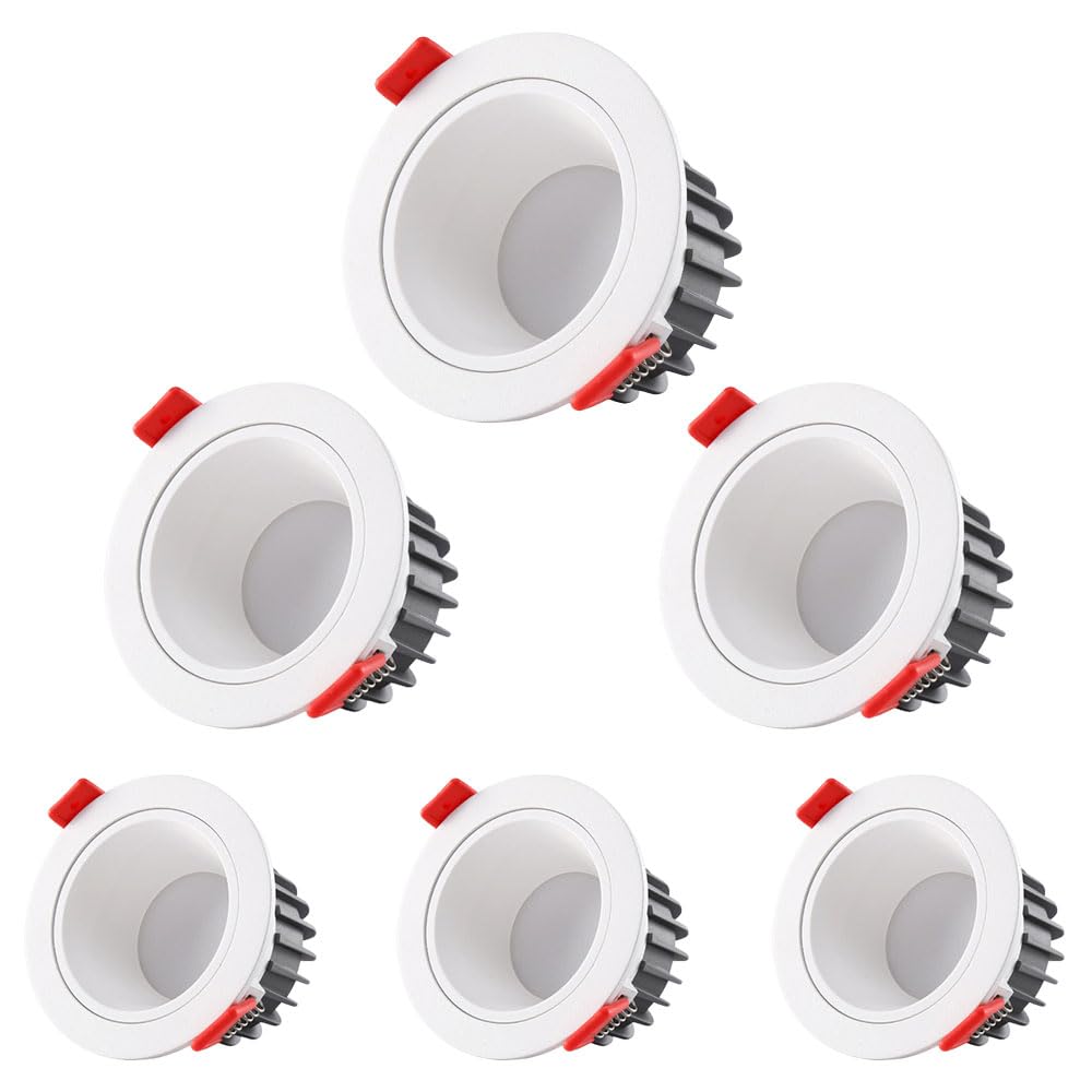 Faretto da soffitto a LED da Incasso, faretto da Incasso a LED da 7W/9W, 3,5 Pollici, Confezione da 6, con deflettore in Metallo, Durata di 50.000 Ore, IP44, Impermeabile, Adatto a Ambienti umidi, 7W