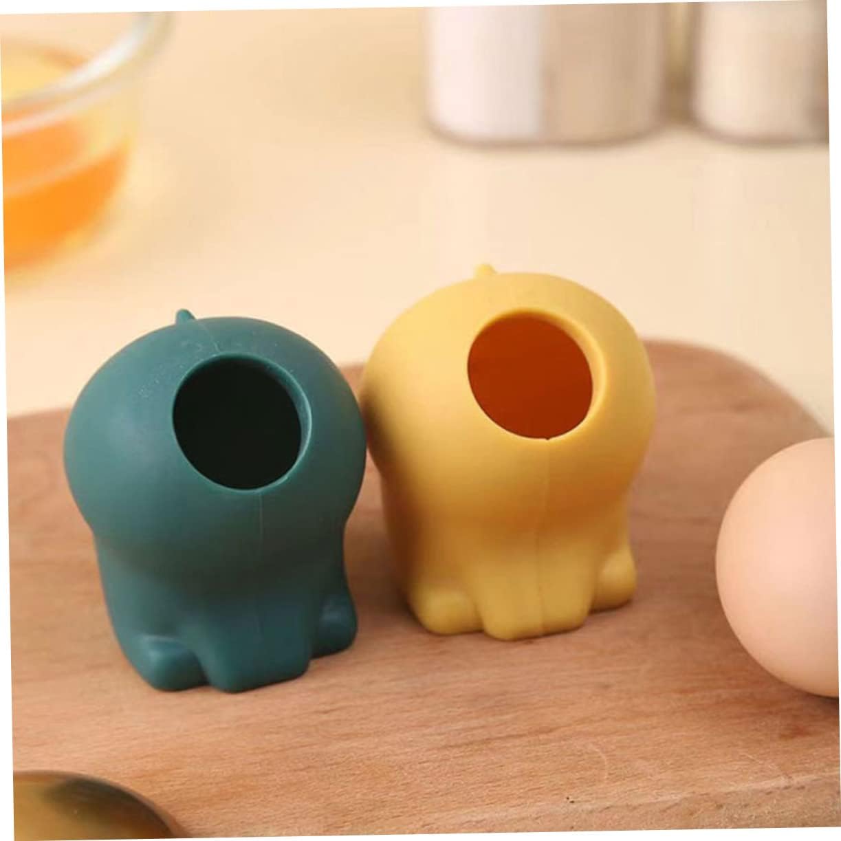 Amosfun 2pcs Silicone Egg Separator Food-grade Kitchen Gadget for Yolk and White Separation and Simple Design for Baking and Cooking