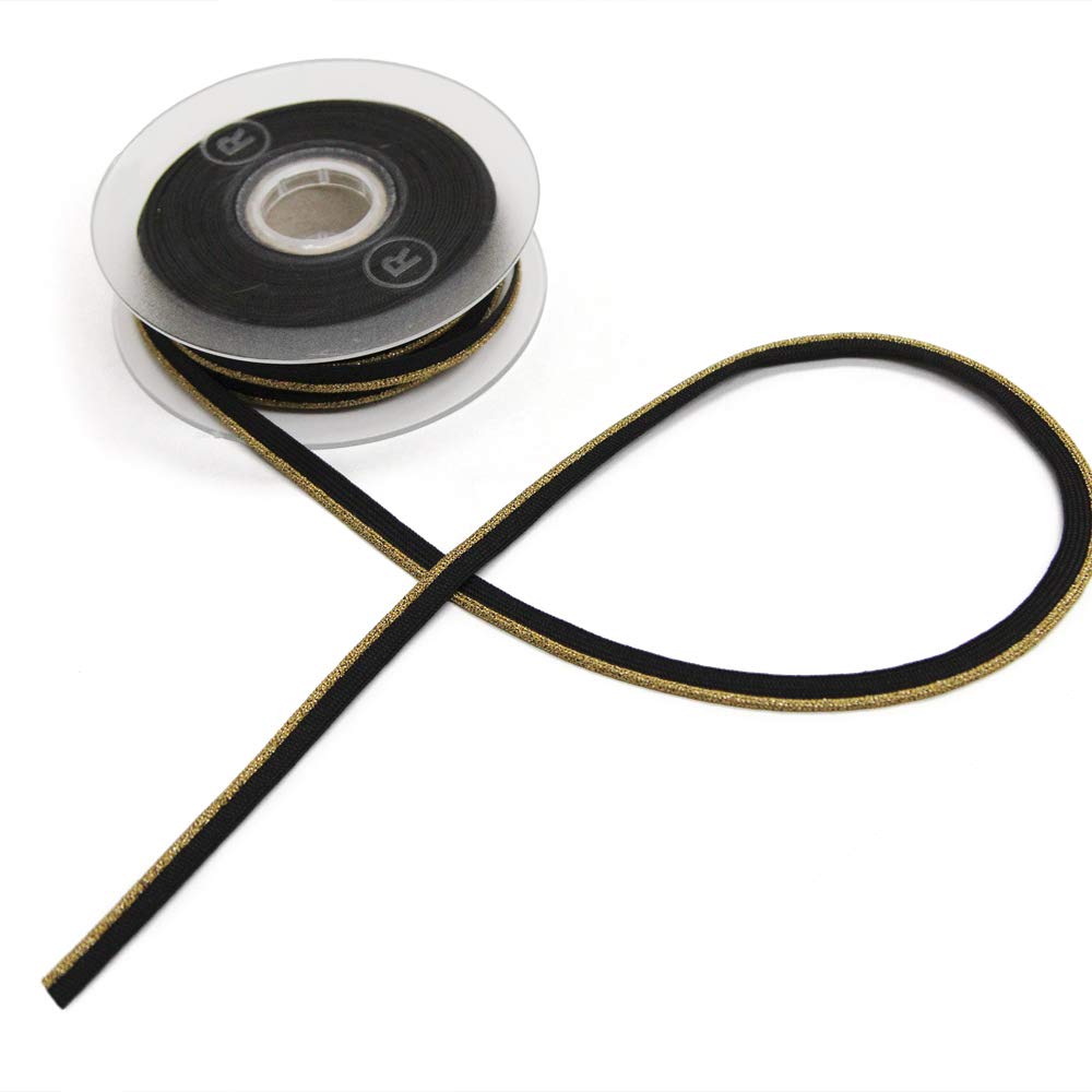 Gold & Black Lurex Piping, Made in Italy, Sold by The Yard