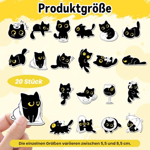 20 Stück Schwarze Katze Süße Magnete, Elegante Kühlschrank Magnete Witzig, Starke Kühlschrankmagnete, Praktische Magnete Kühlschrank, Dekorative Kühlschrankmagnete für Kühlschrank & Whiteboard