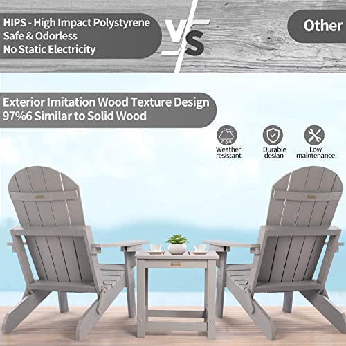 Homeqomi Outdoor Side Table, Hips Plastic Composite Adirondack Patio Table, Weather Resistant End Tables For Outside, Indoor, Patio, Garden, Pool, Porch, Backyard, Lawn, Deck - Grey #TOP1