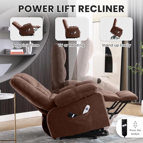 Sillón eléctrico reclinable textil marrón miniatura 3